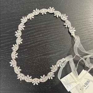 David's Bridal Crystal Floral Sash Belt